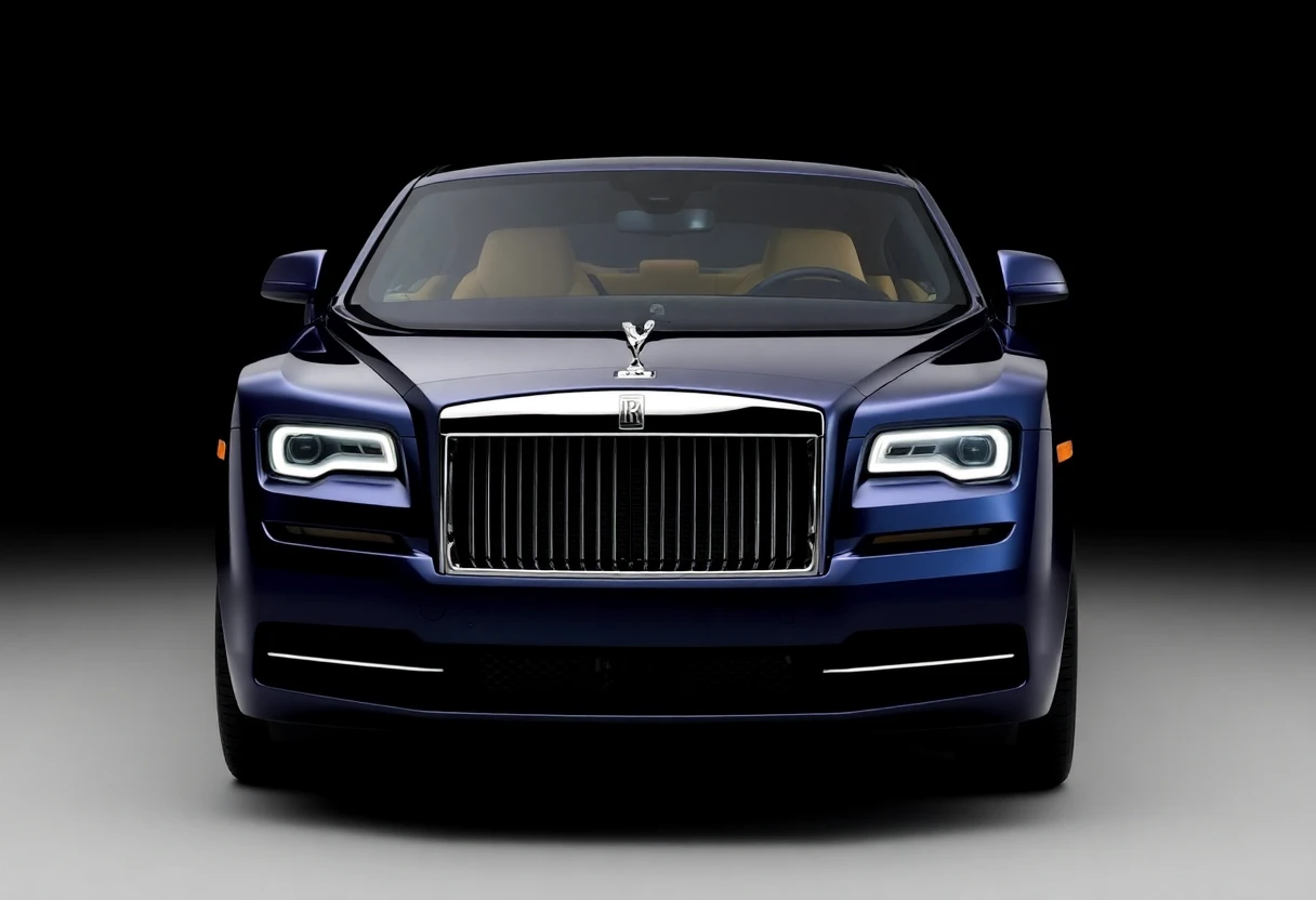 Rolls-Royce Wraith, coupé de luxe bleu nuit, vue de trois-quarts avant